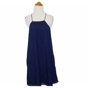 NBD Navy Slip Dress Square Neck Racerback Stretch Medium